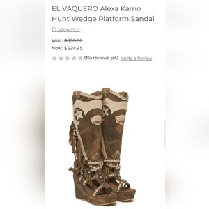 El Vaquero Alexa Kamo Wedge Sandal 39 Like New!